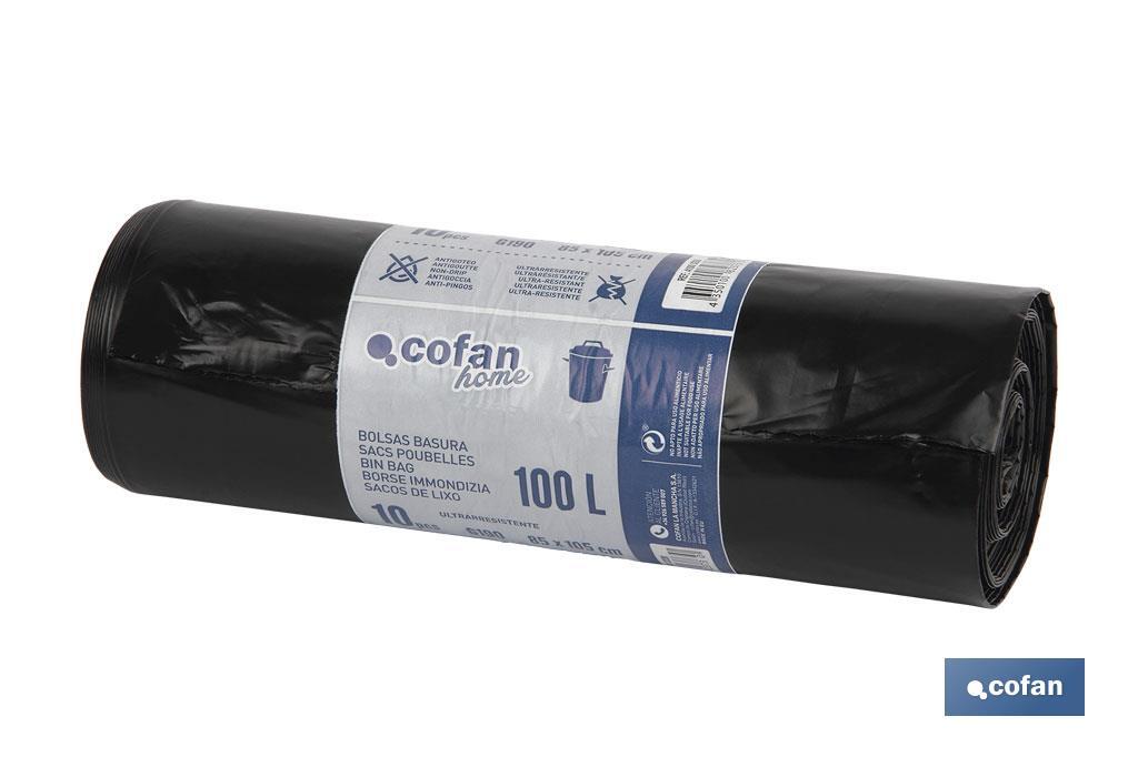 BOLSA DE BASURA 85X105 G.130 COLOR NEGRO 10 UDS