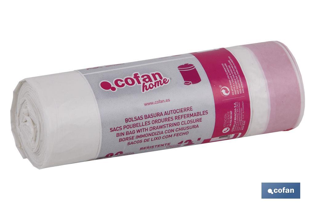 BOLSA DE BASURA AUTOCIERRE 35X50 G.120 COLOR BLANCO 20 UDS