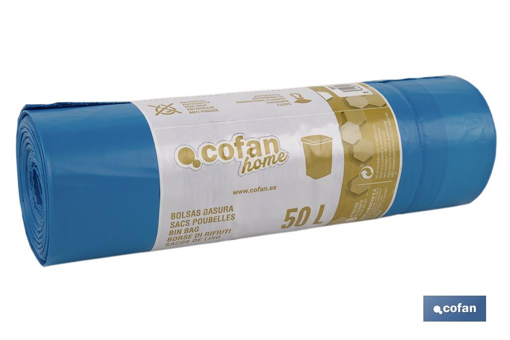 BOLSA DE BASURA AUTOCIERRE PERFUMADA 70 x70 CM G.120 COLOR AZUL10 UDS 50l