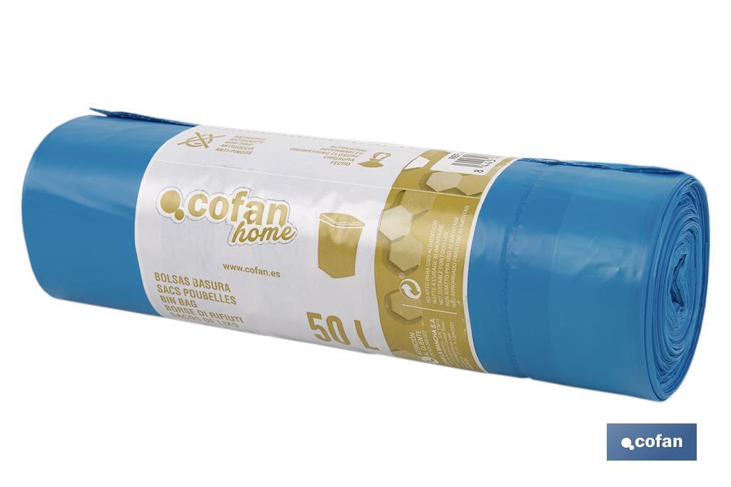 BOLSA DE BASURA AUTOCIERRE PERFUMADA 70 x70 CM G.120 COLOR AZUL10 UDS 50l