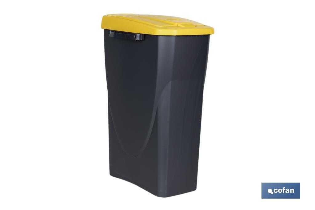 CUBO DE BASURA PARA RECICLAR 25 LITROS COLOR AMARILLO 21.5 X 36 X 51 CM