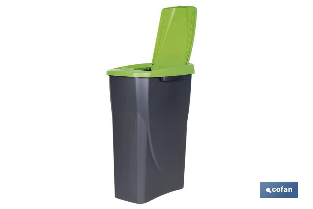CUBO DE BASURA PARA RECICLAR 25 LITROS COLOR VERDE 21.5 X 36 X 51 CM