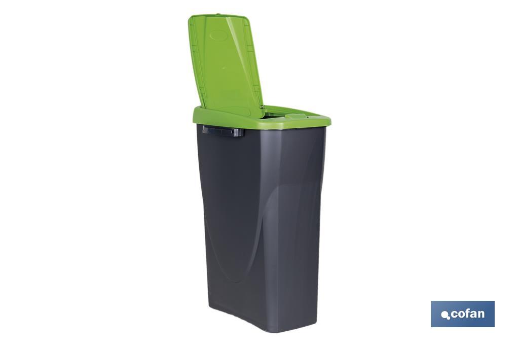 CUBO DE BASURA PARA RECICLAR 25 LITROS COLOR VERDE 21.5 X 36 X 51 CM