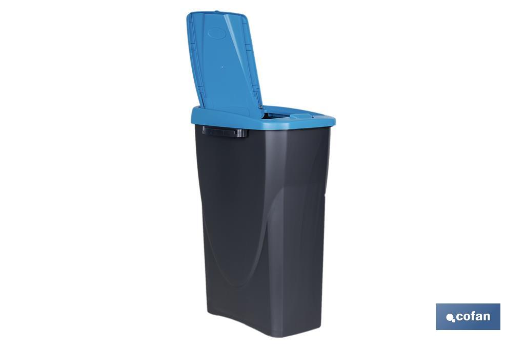 CUBO DE BASURA PARA RECICLAR 25 LITROS COLOR AZUL 21.5 X 36 X 51 CM