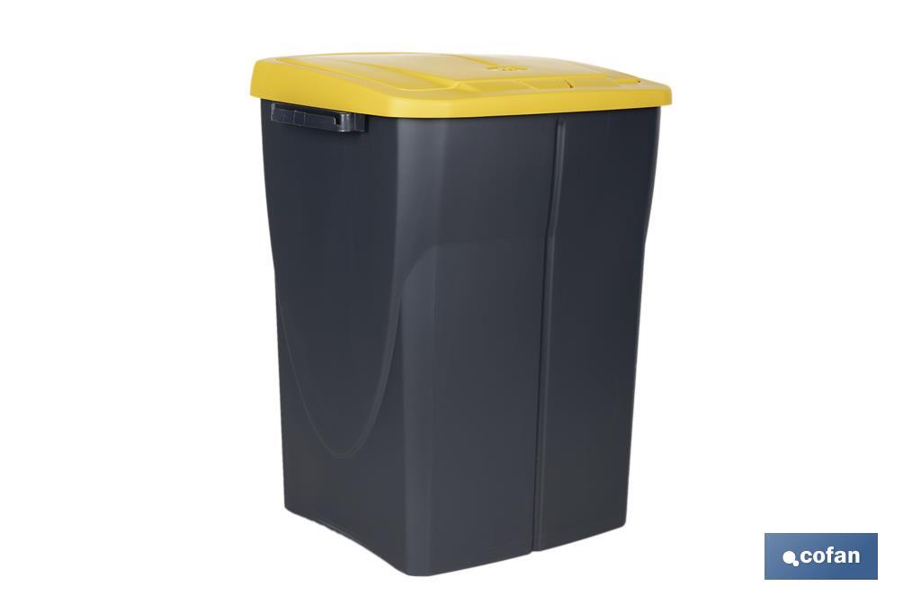 CUBO DE BASURA PARA RECICLAR 45 LITROS COLOR AMARILLO 36.5 X 36 X 51 CM
