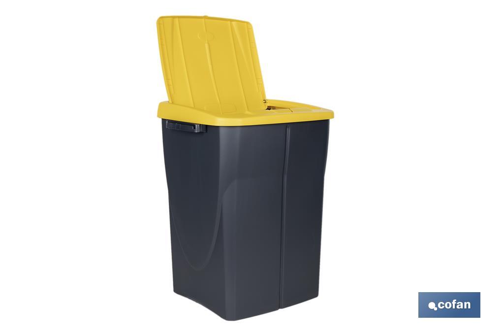 CUBO DE BASURA PARA RECICLAR 45 LITROS COLOR AMARILLO 36.5 X 36 X 51 CM