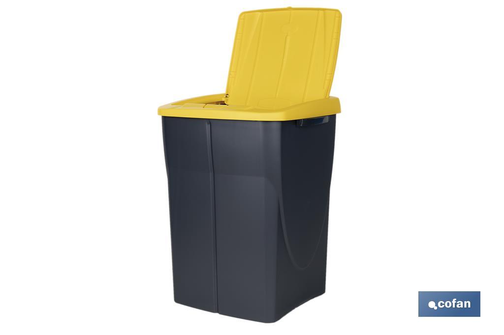 CUBO DE BASURA PARA RECICLAR 45 LITROS COLOR AMARILLO 36.5 X 36 X 51 CM