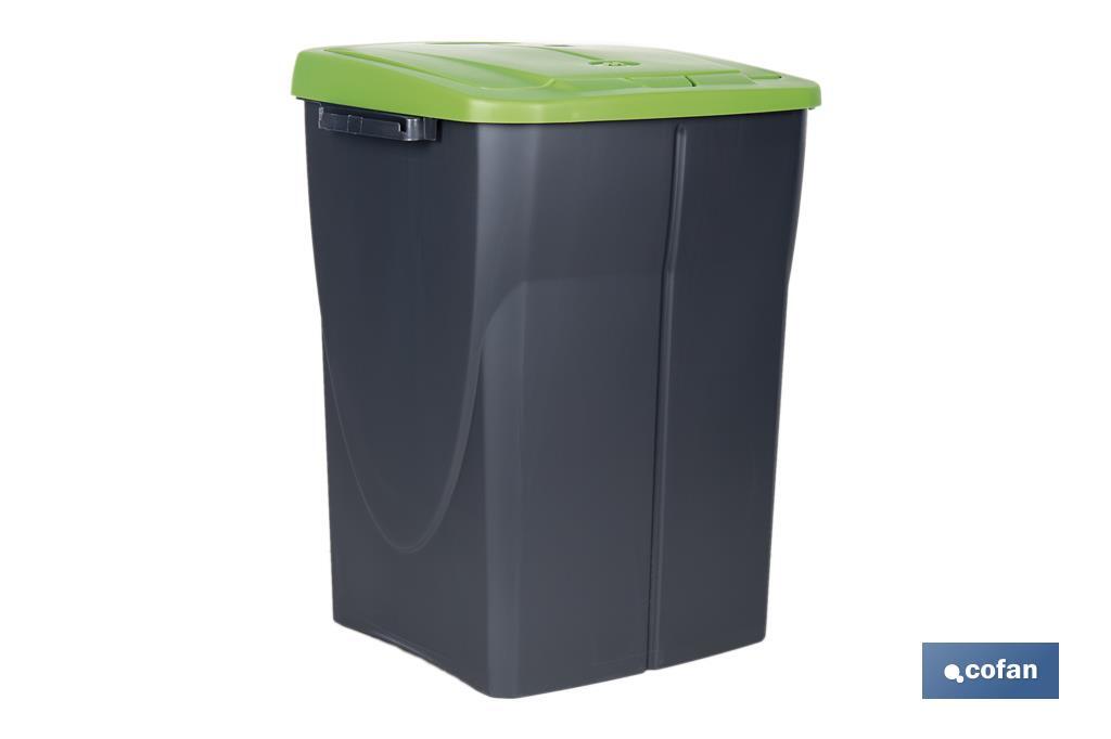 CUBO DE BASURA PARA RECICLAR 45 LITROS COLOR VERDE 36.5 X 36 X 51 CM