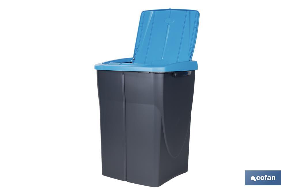 CUBO DE BASURA PARA RECICLAR 45 LITROS COLOR AZUL 36.5 X 36 X 51 CM