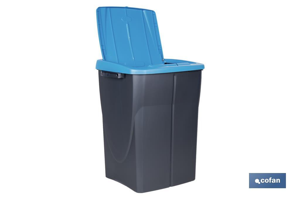 CUBO DE BASURA PARA RECICLAR 45 LITROS COLOR AZUL 36.5 X 36 X 51 CM