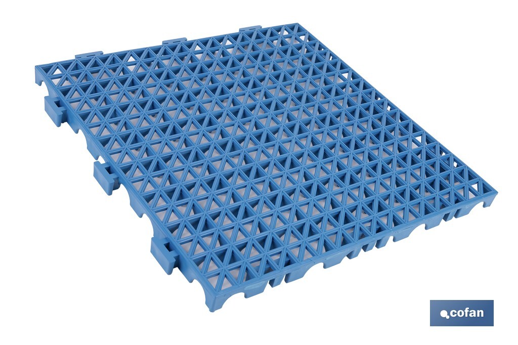 SET DE 4 UDS. LOSETA ALVEOLADA AZUL DE PVC 33 X 33 X 2 CM