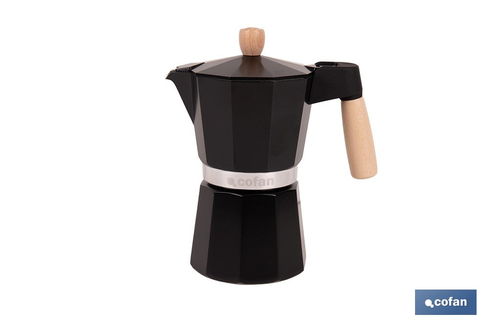 CAFETERA ITALIANA DE INDUCCIÓN NEGRA 6 TAZAS