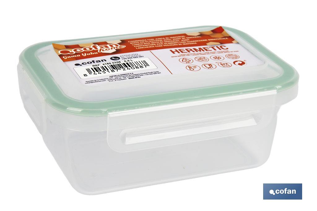 FIAMBRERA VERDE RECTANGULAR CON JUNTA BI-MATERIA MODELO YUBA 1 L