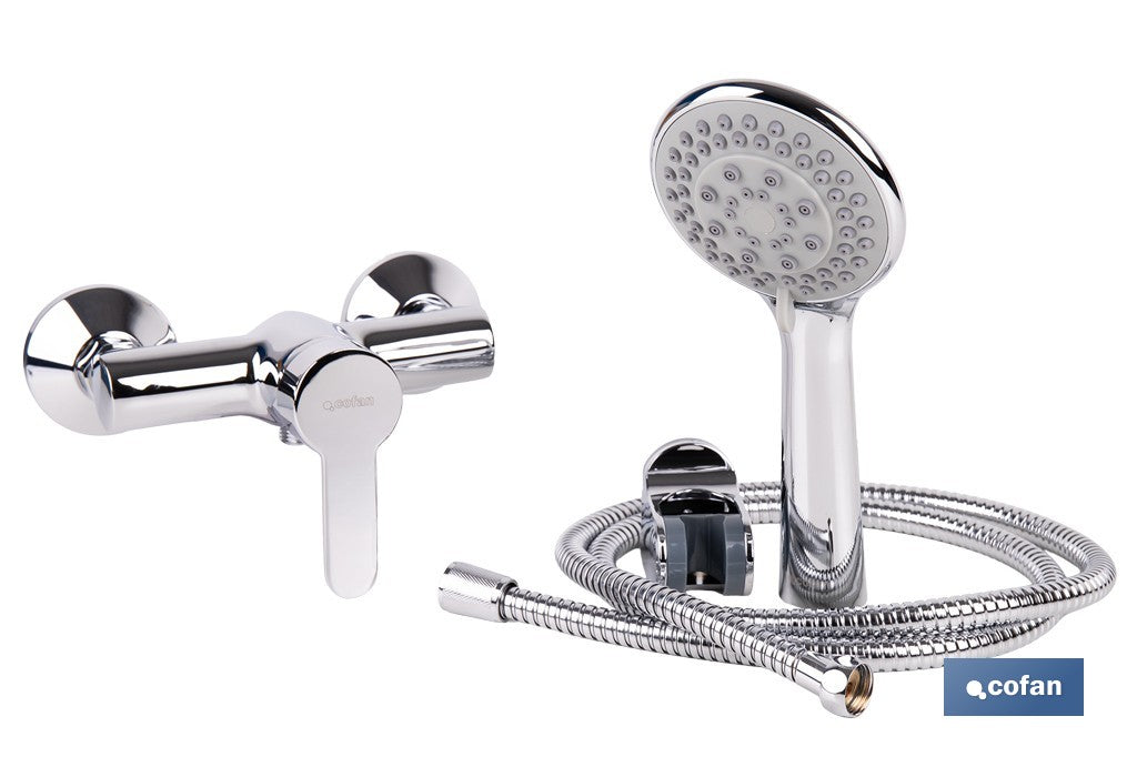 SET DE GRIFO MONOMANDO DUCHA CON SOPORTE FLEXO MANGO GAMA ÉVIAN 40 MM