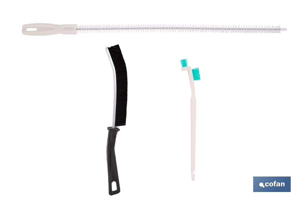 SET DE CEPILLOS DE LIMPIEZA MULTIFUNCIÓN PARA RANURAS, RINCONES, RAÍLES Y TUBERÍAS