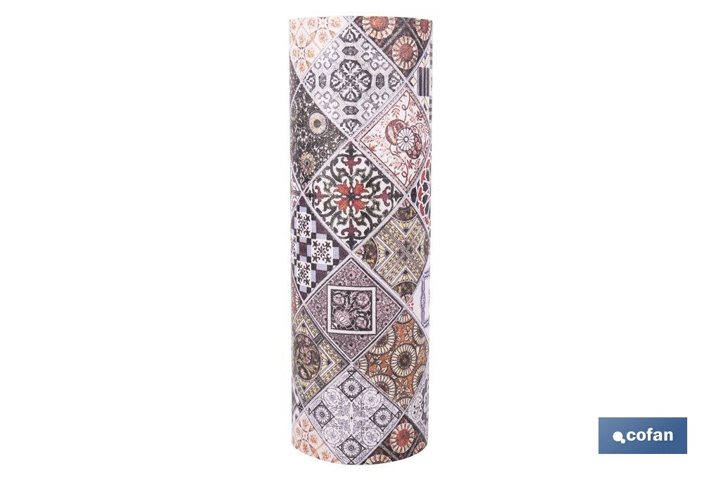 ROLLO DE ALFOMBRA VINÍLICA DISEÑO GEOMÉTRICO 84% VINILO 16% POLIÉSTER 52 CM X 20 M