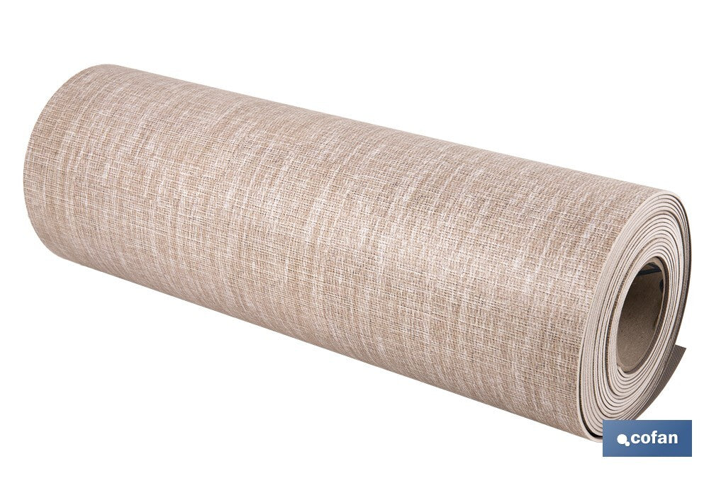 ROLLO DE ALFOMBRA VINÍLICA CON EFECTO JASPEADO BEIGE 84% VINILO 16% POLIÉSTER 52 CM X 20 M