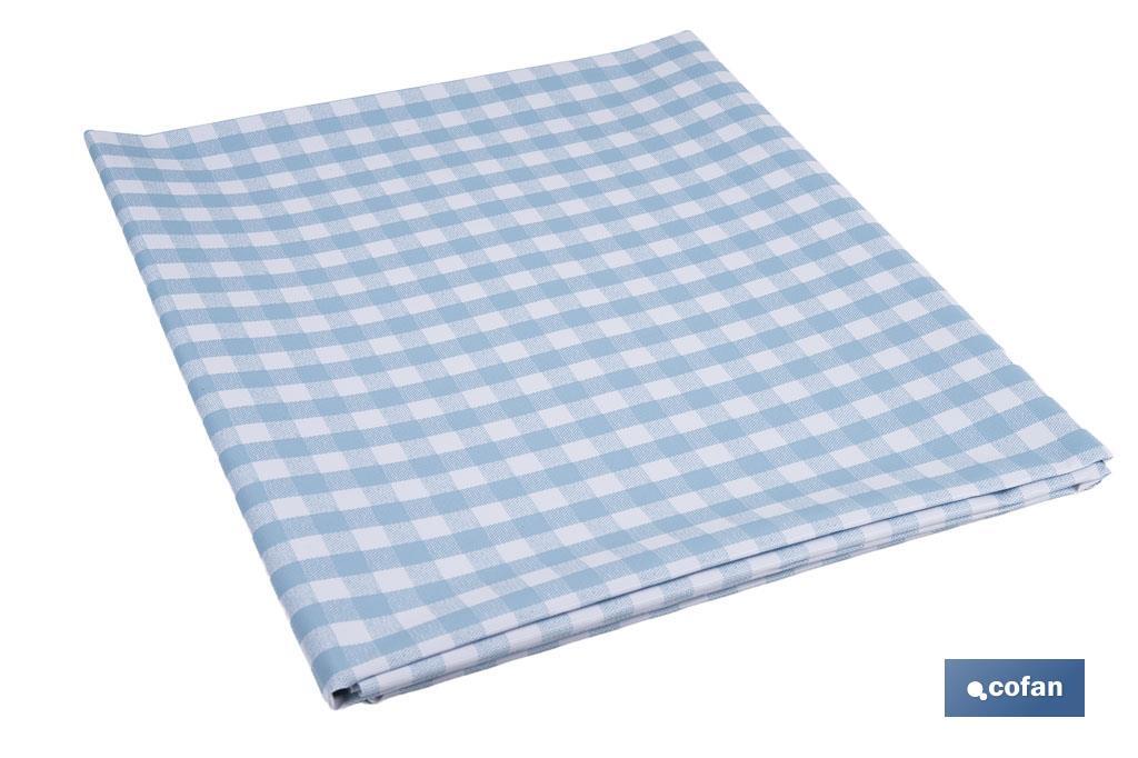 MANTEL ANTIMANCHAS CUADROS AZULES 1,40 X 2,50