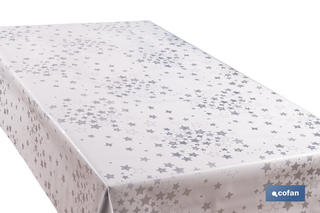 ROLLO DE HULE DISEÑO ESTRELLAS PLATEADAS 1,40 X 20 M