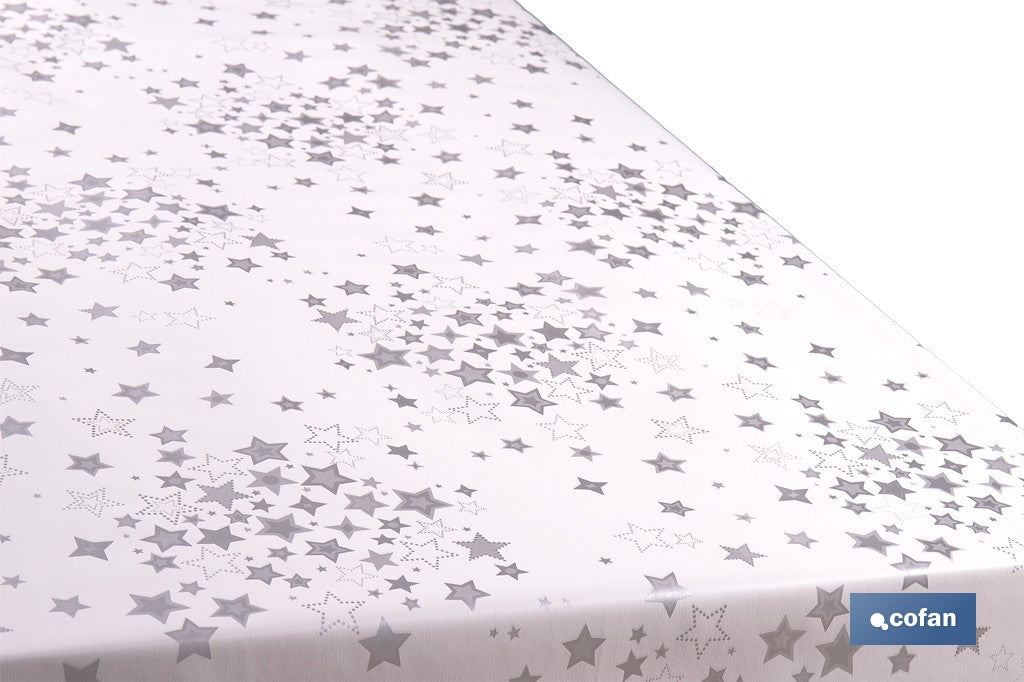 ROLLO DE HULE DISEÑO ESTRELLAS PLATEADAS 1,40 X 20 M
