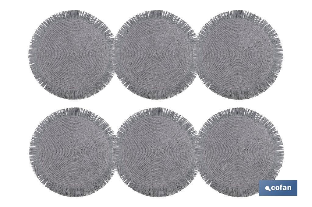 BAJOPLATO REDONDO FLECOS DE COLOR GRIS MEDIDA 38 CM