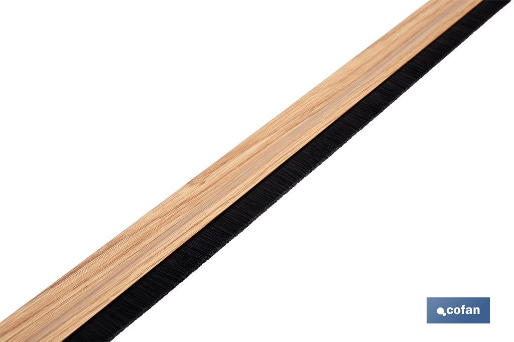 BURLETE ROBLE ADHESIVO DE ALUMINIO CON CEPILLO 92 CM