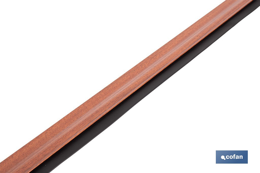 BURLETE SAPELI ADHESIVO DE ALUMINIO CON LABIO 1,05 M