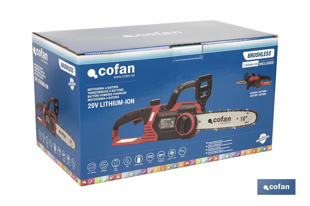 MOTOSIERRA A BATERÍA Li-ion 20 V 3000 RPM MINI ESPADA 10