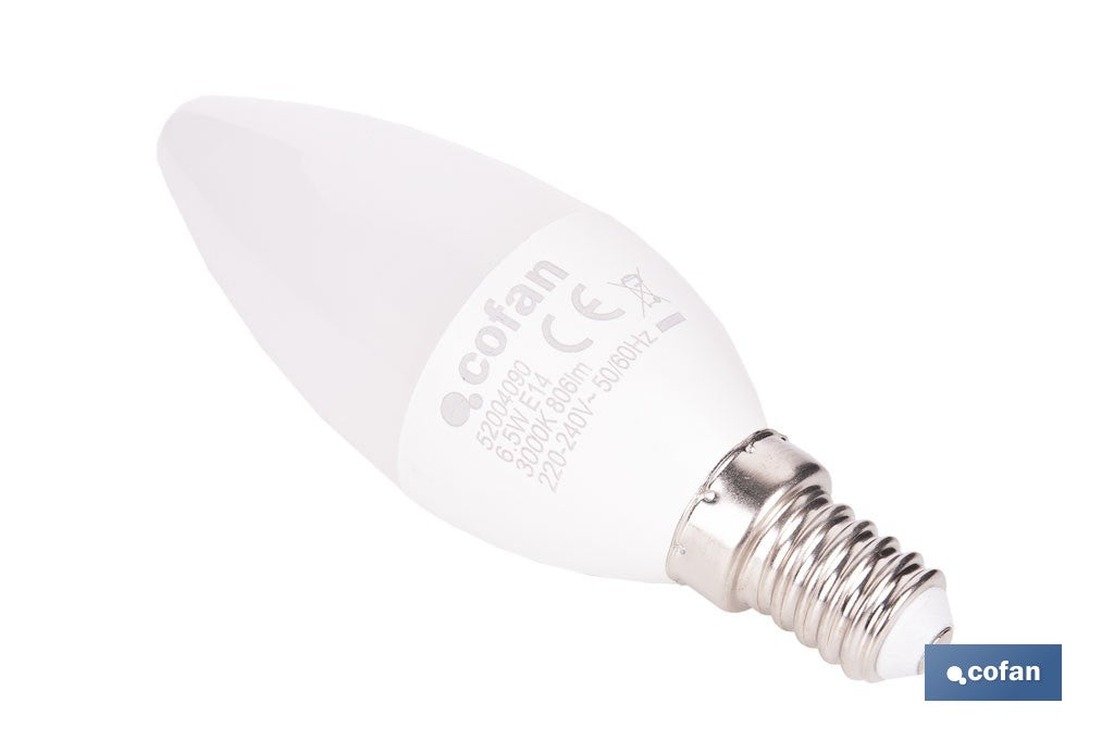BOMBILLA LED VELA 6.5 W E14 806 LM 3000 K