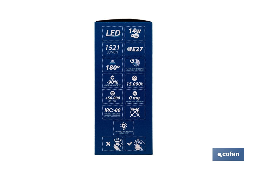 PACK DE 3 BOMBILLAS E27 A60 14W 1521 LM 5CCT