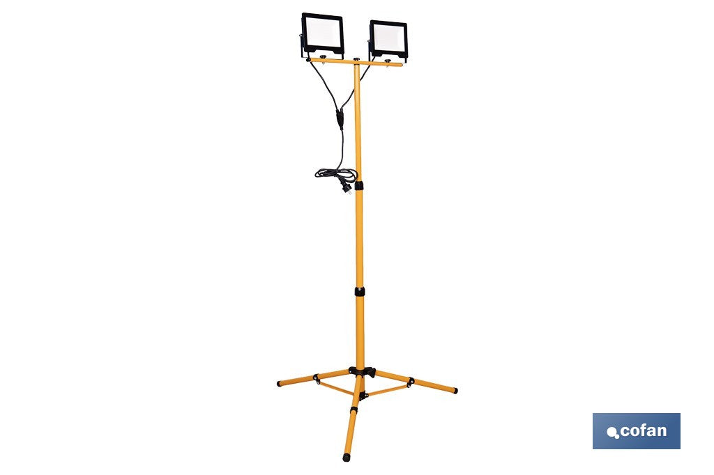 TRÍPODE TELESCÓPICO CON 2 PROYECTORES LED 2 X 50 W 6500 K 1,75 M