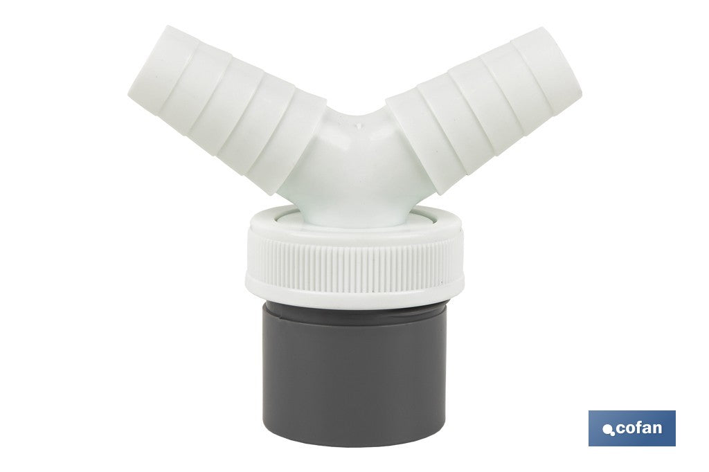 CONEXIÓN PVC Ø40 MM CON DOBLE TOMA AUXILIAR PARA ELECTRODOMÉSTICOS