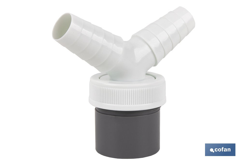 CONEXIÓN PVC Ø40 MM CON DOBLE TOMA AUXILIAR PARA ELECTRODOMÉSTICOS