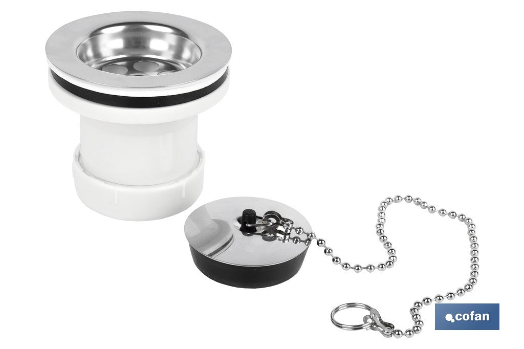 VÁLVULA LAVABO-BIDÉ 1 1/2 x 70 TAPÓN METÁLICO