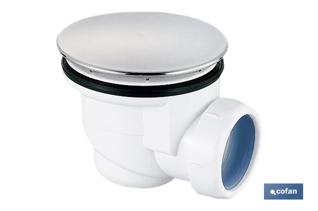 VÁLVULA SIFÓNICA PLATO DE DUCHA Ø60 MM CON SALIDA Ø32-40 MM Y EMBELLECEDOR CROMADO