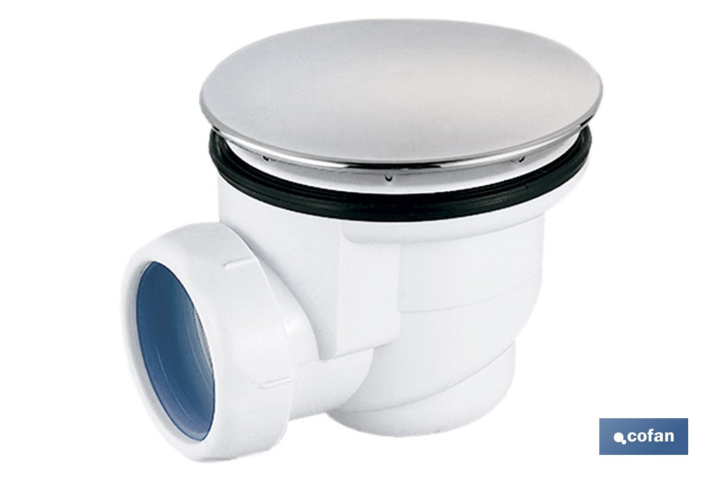 VÁLVULA SIFÓNICA PLATO DE DUCHA Ø60 MM CON SALIDA Ø32-40 MM Y EMBELLECEDOR CROMADO