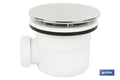 VÁLVULA SIFÓNICA PLATO DE DUCHA Ø90 MM CON SALIDA Ø32-40 MM Y EMBELLECEDOR CROMADO ALTURA 86 MM