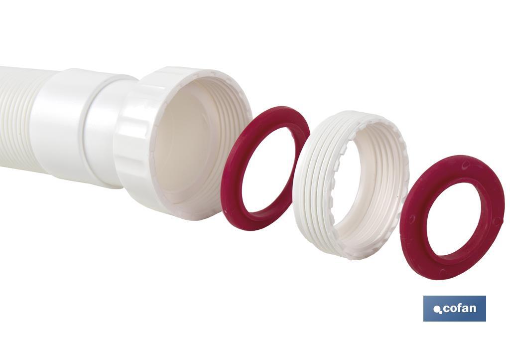 TUBO FLEXIBLE BLANCO 1 1/2 CON REDUCTOR 1 1/4 Ø32-40 330-690 MM