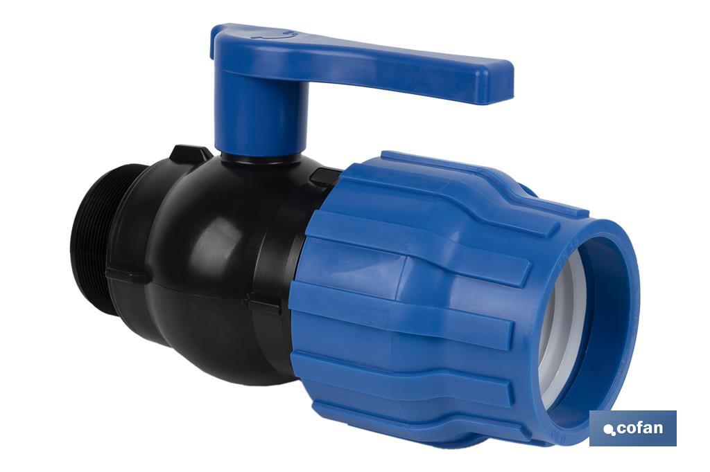ENLACE VÁLVULA DE BOLA ROSCA MACHO PP PN16 75 x 2 1/2