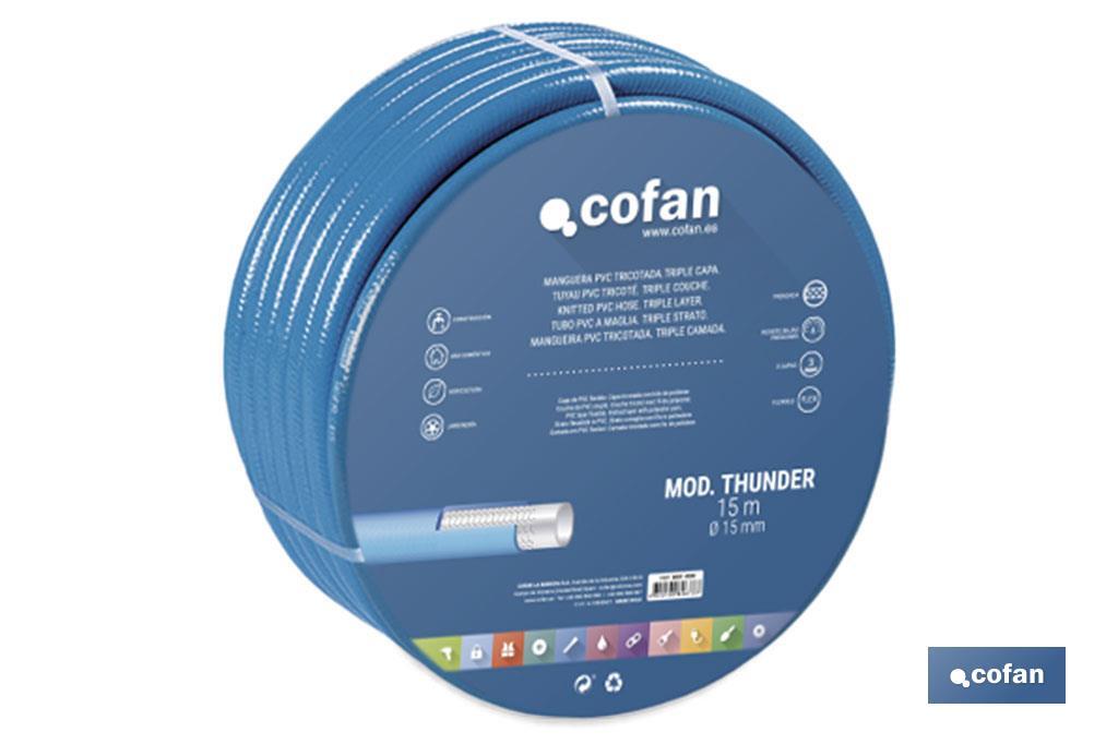 MANGUERA PVC MODELO THUNDER 3C TRICOTADA Ø15X50 m