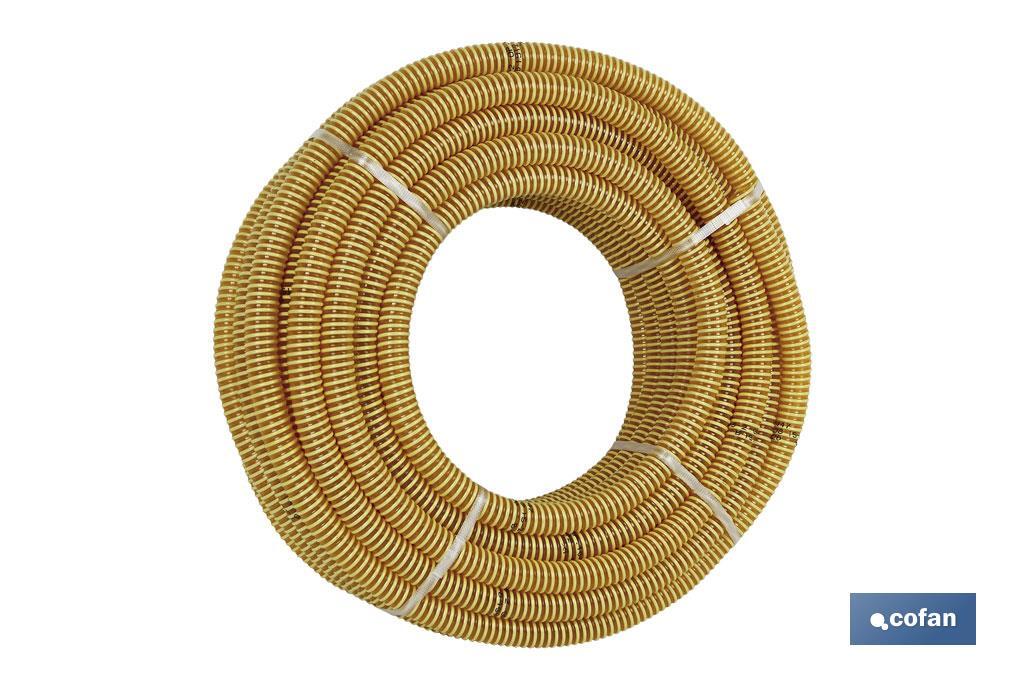 ROLLO DE TUBO DE ASPIRACIÓN ESPIRAL AMARILLO Ø20 MM 25 M
