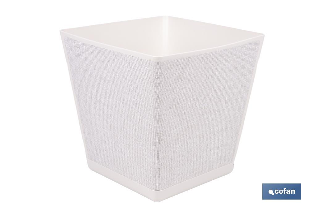 MACETA O MACETERO GAMA TEXTIL CUADRADA COLOR BLANCO PP 180 X 180 X 180 MM 3,7 L venta unitaria