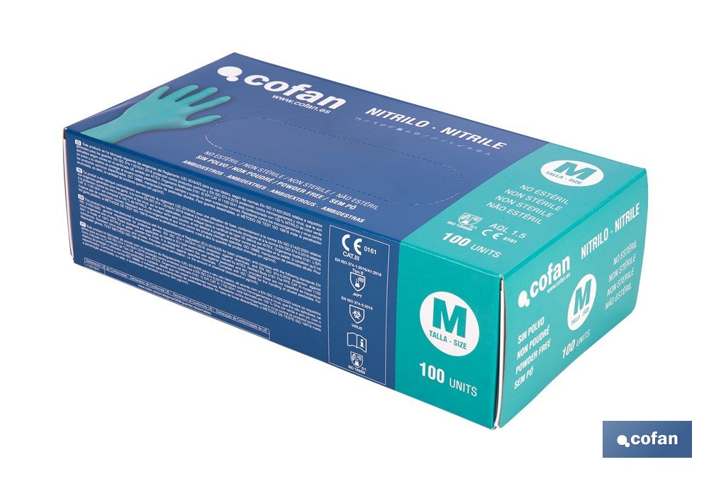 CAJA 100 UDS. GUANTES NITRILO VERDE PROTECCION FITOSANITARIOS T-M